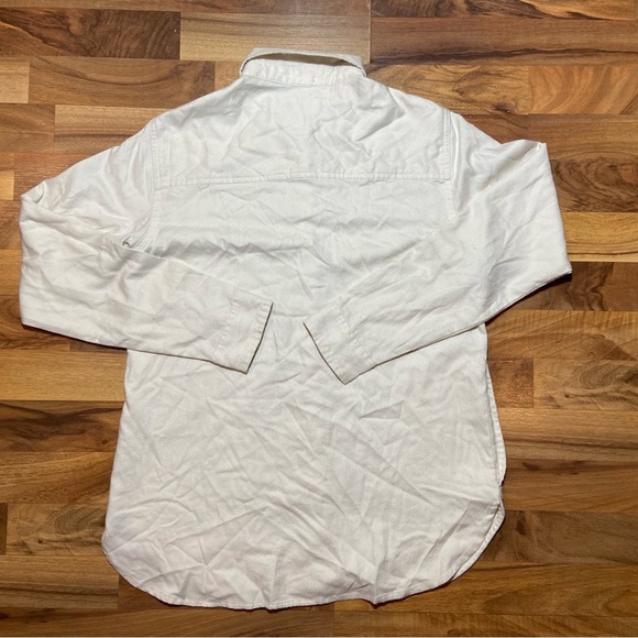 Abercrombie and Fitch Boyfriend Soft Collection Womens Sz Med Beige Button Down - Picture 4 of 7